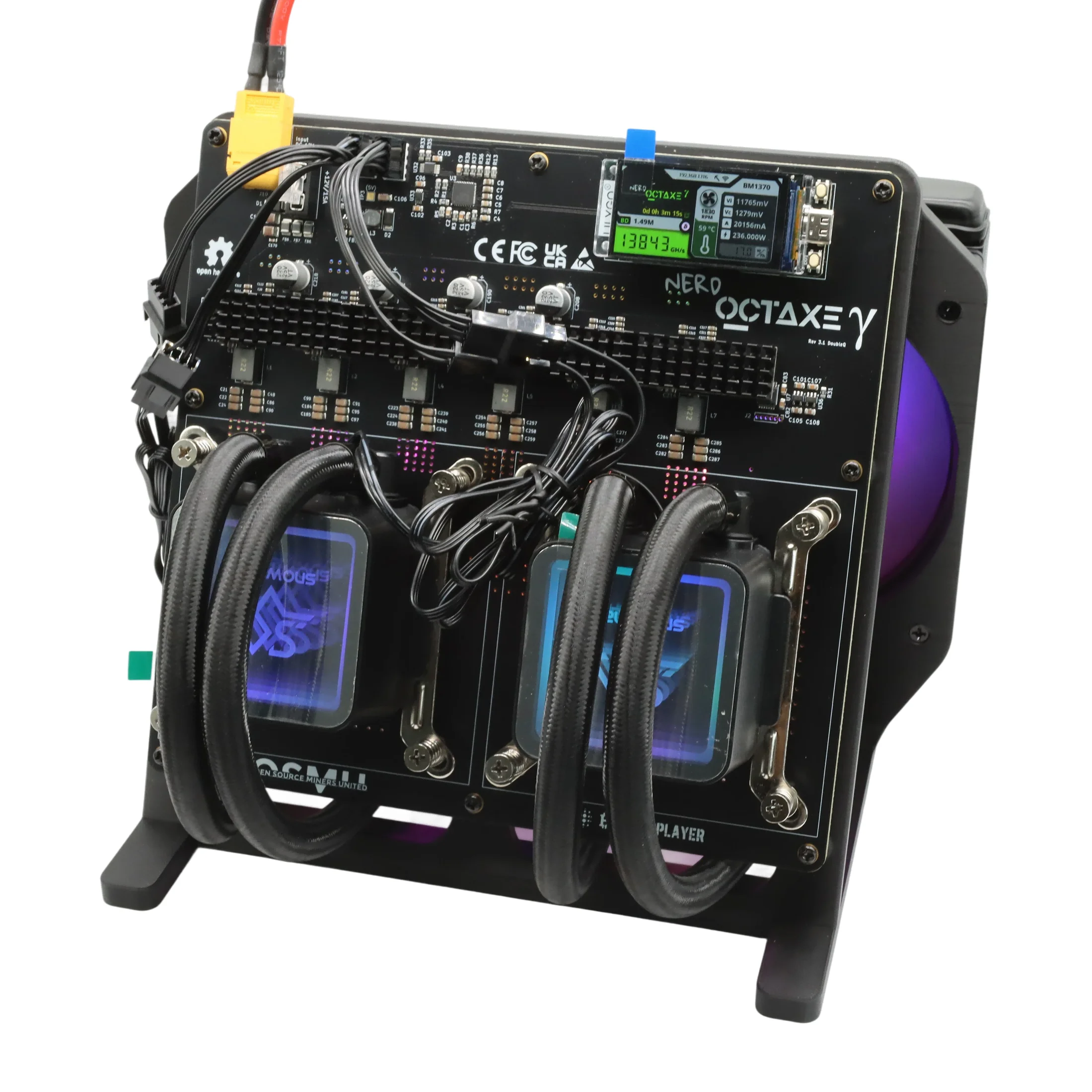 2026 Newest NerdOCTaxe Rev3.1 Hydro 13.8T 230W BM1370 Asic Chip Open Source Bitcoin Home Miner With MeanWell Power Supply