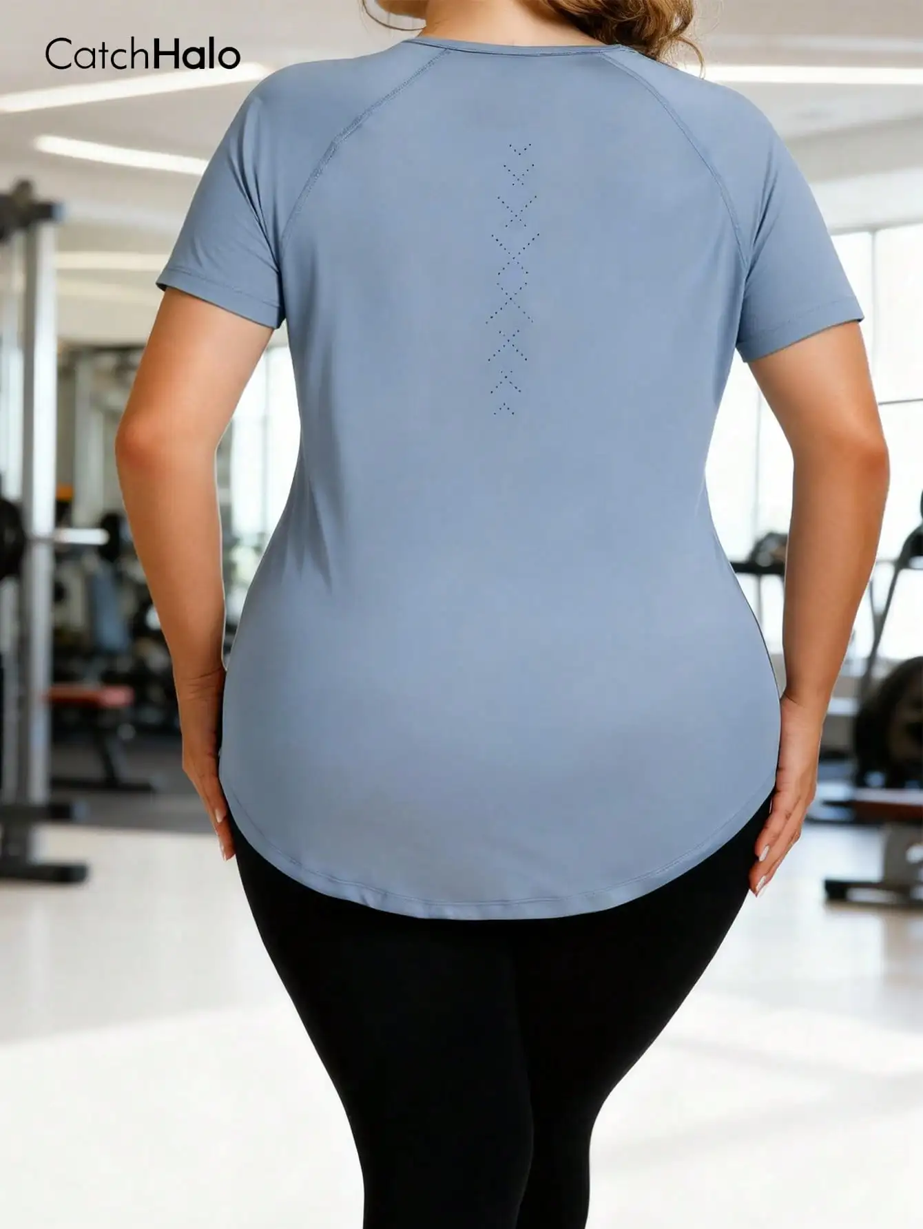 Women Plus Size Sports T-shirt Relaxed Fit Gym Top Breathable Lightweight Short Sleeve Yoga Tee Summer Activewear Clothing