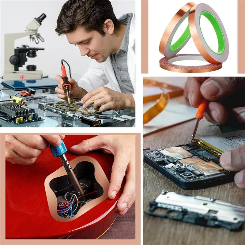 3 عبوات من شريط رقائق النحاس، 3 مقاسات شريط نحاسي موصل على الوجهين للزجاج الملون، والحرف اليدوية اليدوية، والحرف اليدوية، والجيتار