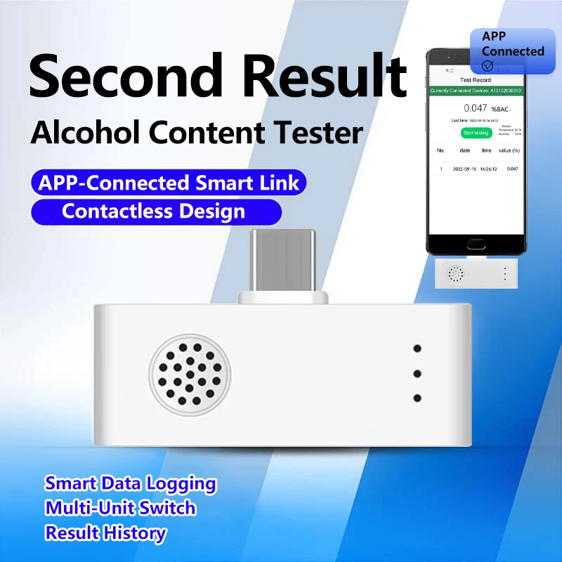 

GREENWON Точный беспроводной алкотестер с Bluetooth и приложением, анализатор выдыхаемого воздуха, Type-C