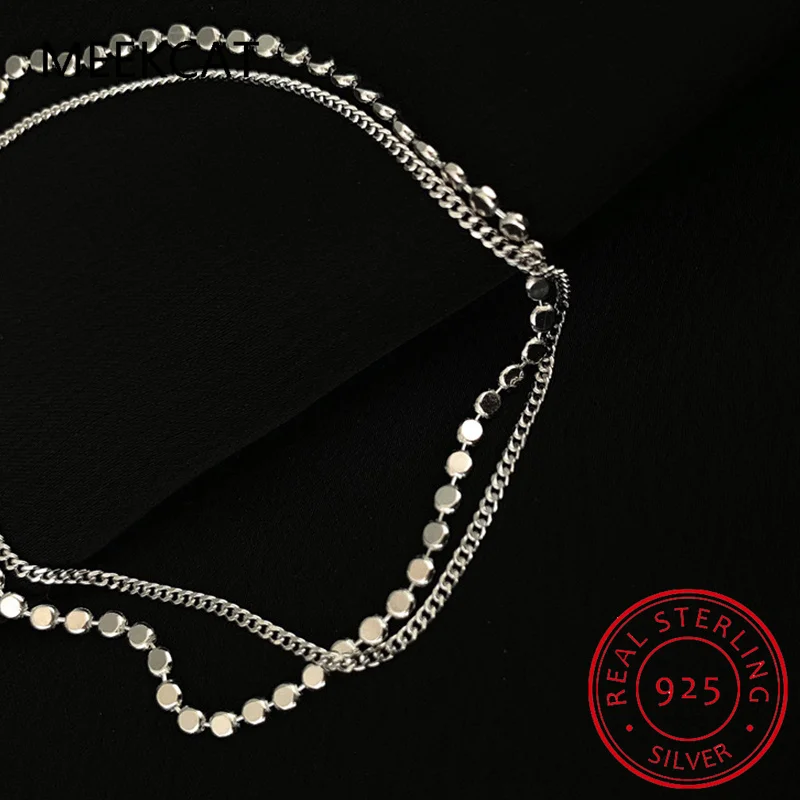 Leg Bracelet 925 Sterling Silver New Trendy Double Layer Round Anklet Bracelet Female Simple Temperament Sexy Hot Chain Jewelry