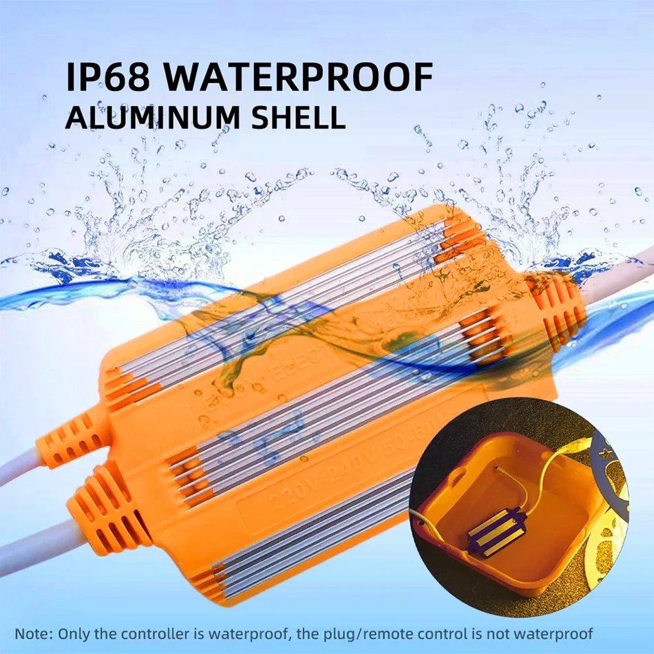 وحدة تحكم عن بعد لاسلكية لشريط إضاءة ليد ، خافت ألوان RGB ، قابس الاتحاد الأوروبي ، جهد عالي ، 16 لون ، ، IP68 ، 4-دبوس ، 11 ، 47-W ، AC our V