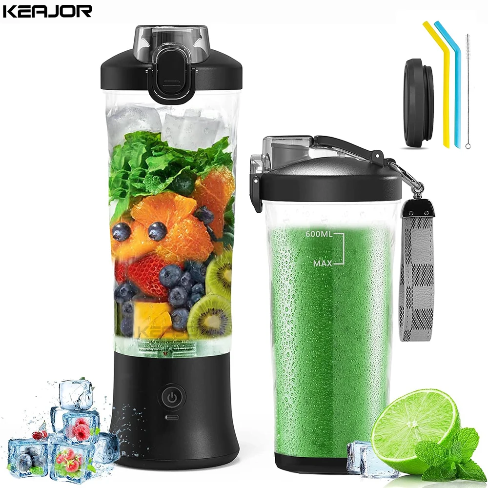 Portable Blender for Smoothie 600ml Mini Electric Juicer Fruit Mixers USB Rechargeable Smoothie Fresh Juice Blender Portable