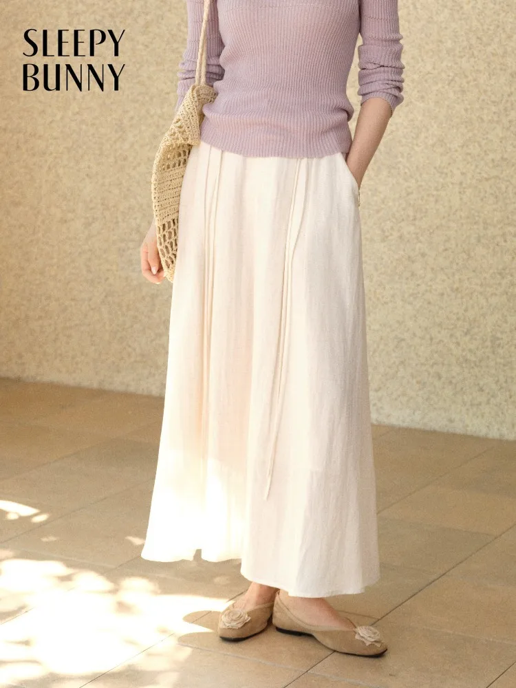 

Women High Waist Drawstring Skirt A Line Maxi Skirt Flowing Pleated Long Skirt Elegant Slim Fit Spring Summer Casual Outfit Lady