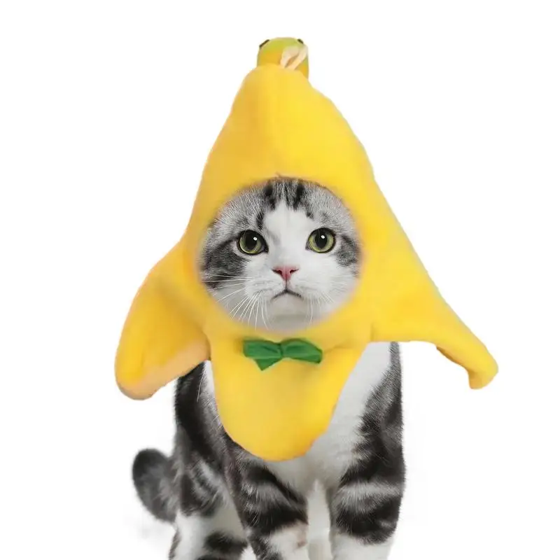 Costume da gatto cappello a Banana adorabile copricapo per animali domestici cappuccio berretti per gatti divertente Cosplay Prop abbigliamento di