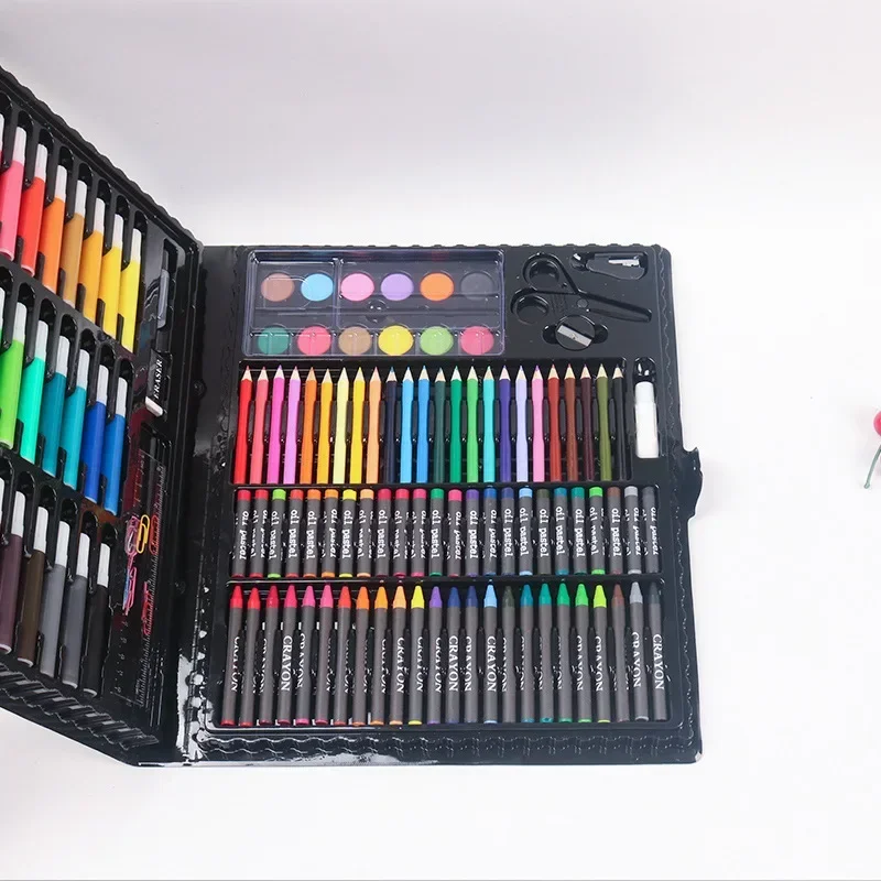 150 stücke Pinsel Set kinder Malerei Schreibwaren Kunst Ölgemälde Stick Werkzeug Aquarell Kreide Bleistift Graffiti Geschenk Box