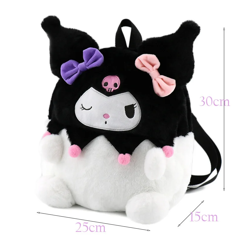 New Pompom Purin Mymelody Kuromi Cinnamoroll Plush Backpack  Children Plush Doll Toy Girls Bag Birthday Gift Sanrio Peripheral