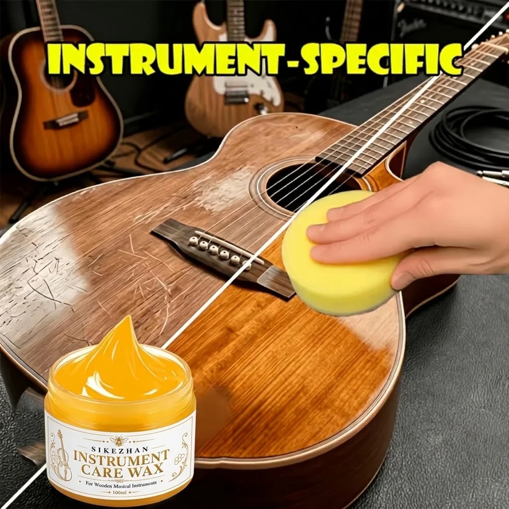 100ml Wood Care Beeswax Polish For Guitar Instrument Furniture Floor Cleaner Conditioner Restorer Protector With Sponge SIKEZHAN
