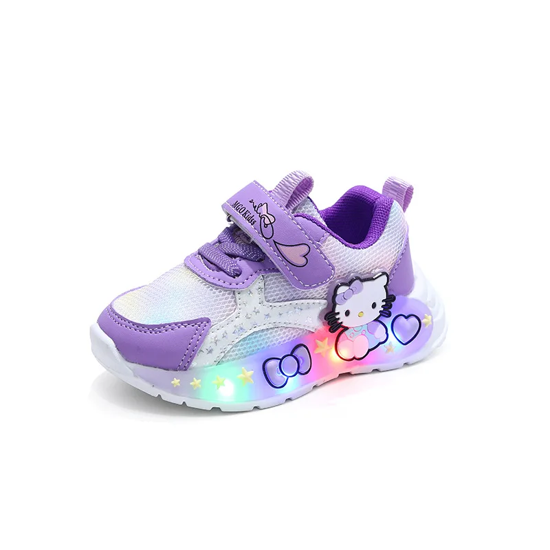 

Детские кроссовки Hello Kitty 2026 весна-осень со светодиодной подсветкой - кожаные повседневные кроссовки Spiderman для мальчиков 1-6 лет