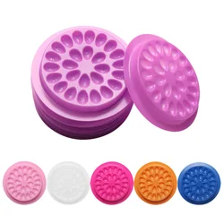 Soporte de pestañas de flores de plástico desechable, paleta adhesiva de pegamento para extensión de pestañas, herramientas de maquillaje, 100 Uds.