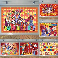 The Amazing Digital Circus Background Kids Birthday Theme Party Decoration Background Banner Cartoon Red Photography Background