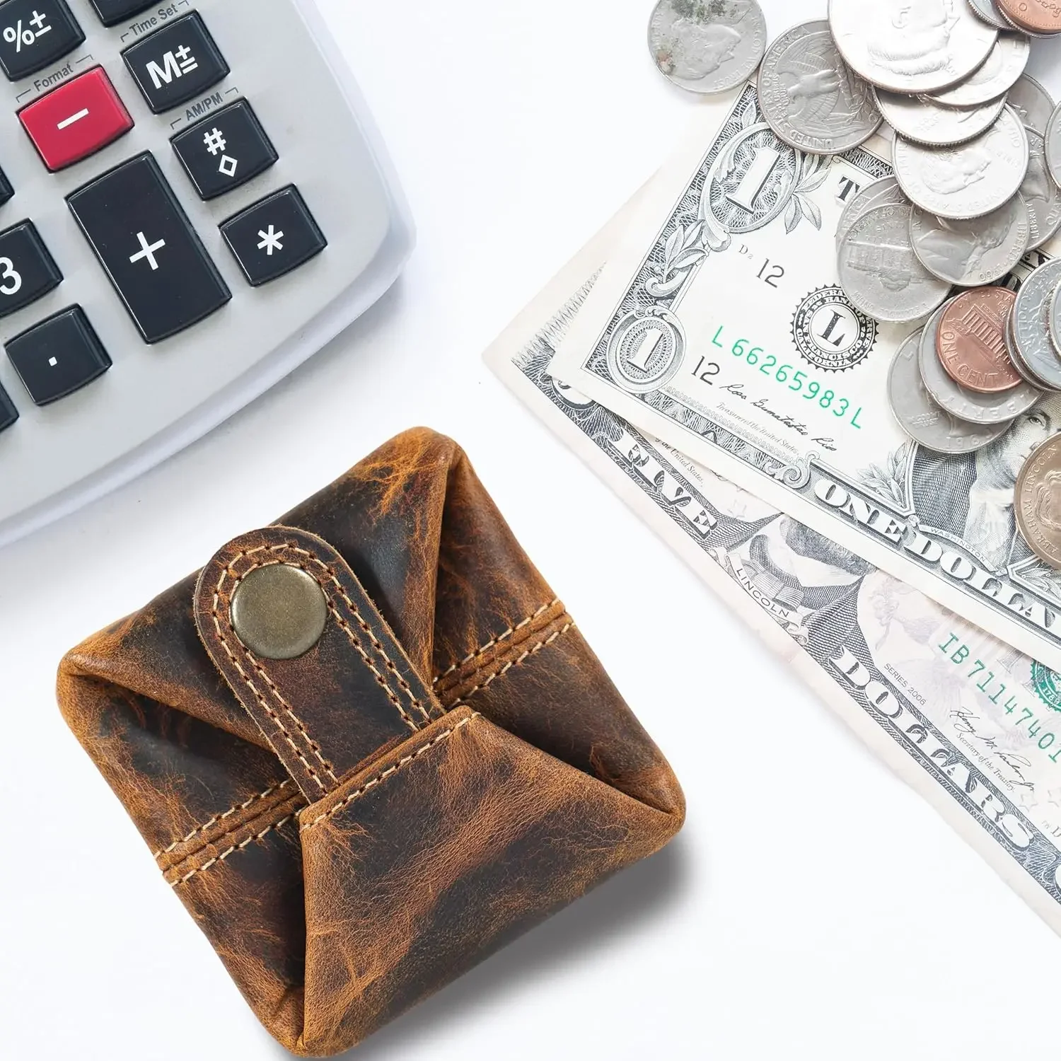 Picture 6: Leather Coin Pouch - Compact Change Holder and Mini Pocket Wallet for Men & Women (Antique Brown)