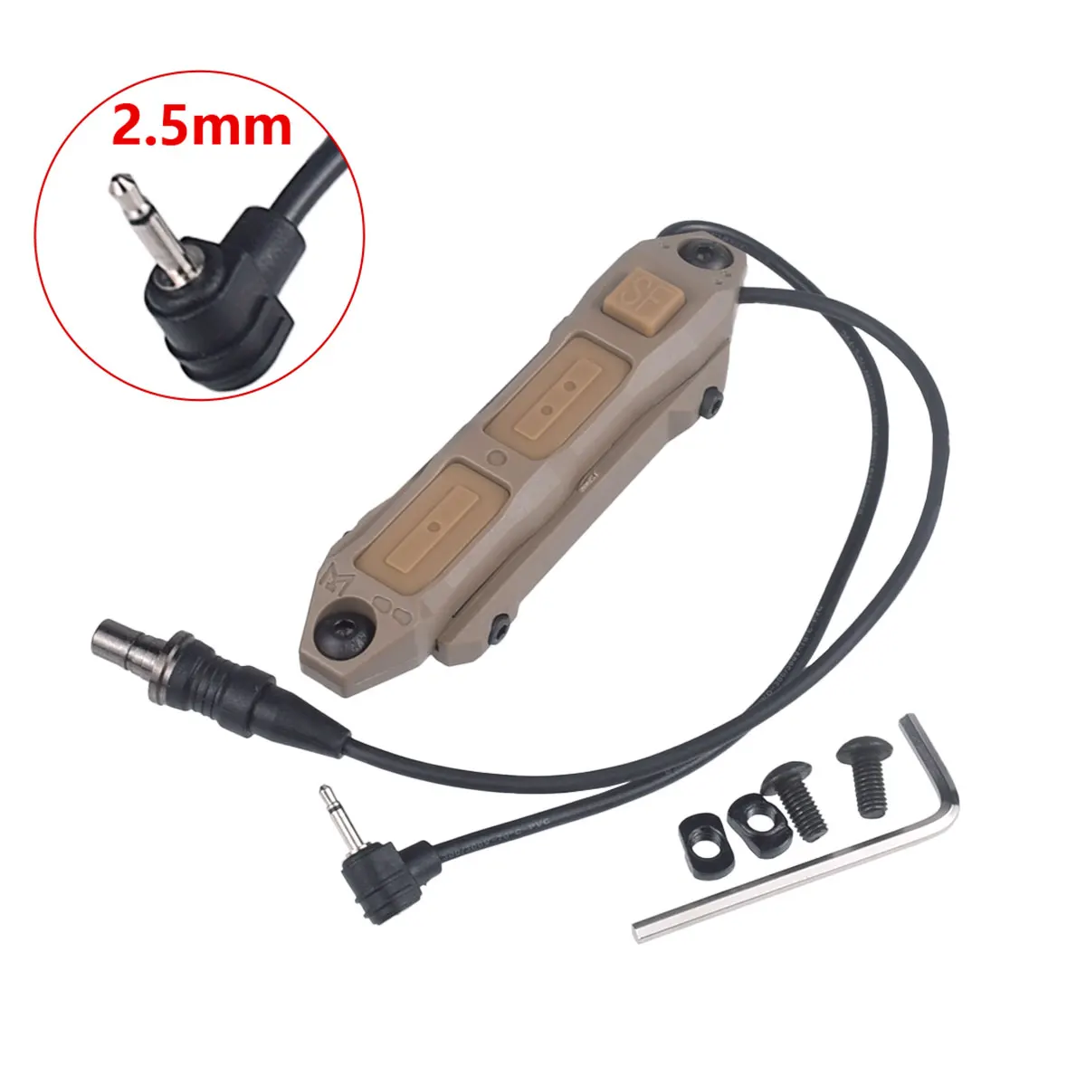 Tactical Mlok Keymod DBAL A2 PEQ 15 NGAL MAWL Flashlight Weapon Scout Light Boost remote dual function switch 2.5mm/SF plug
