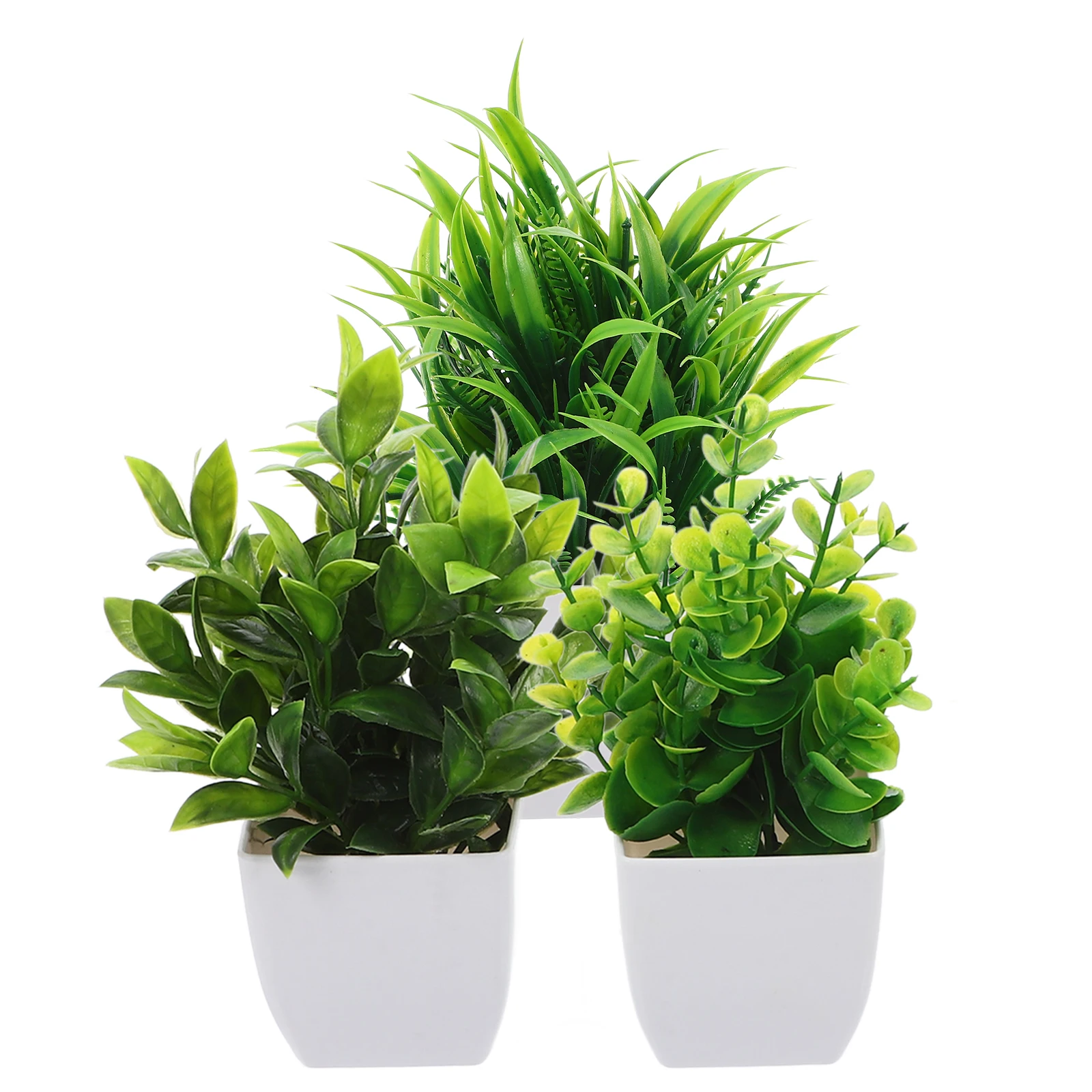 

3 Pcs Mini Artificial Plants Potted Eucalyptus Stems Home Office Decor Small Space PP Greenery Indoor Outdoor
