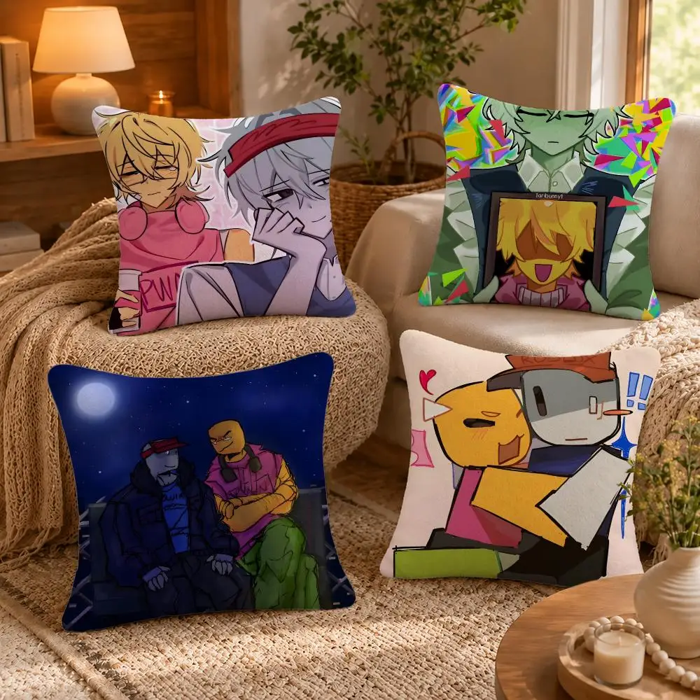Bad Things A-Andrew x Ivan Cushion Cover Short-Plush Cushion Cover Pillowcase — Suitable for Sofas Bedrooms and Home Decor