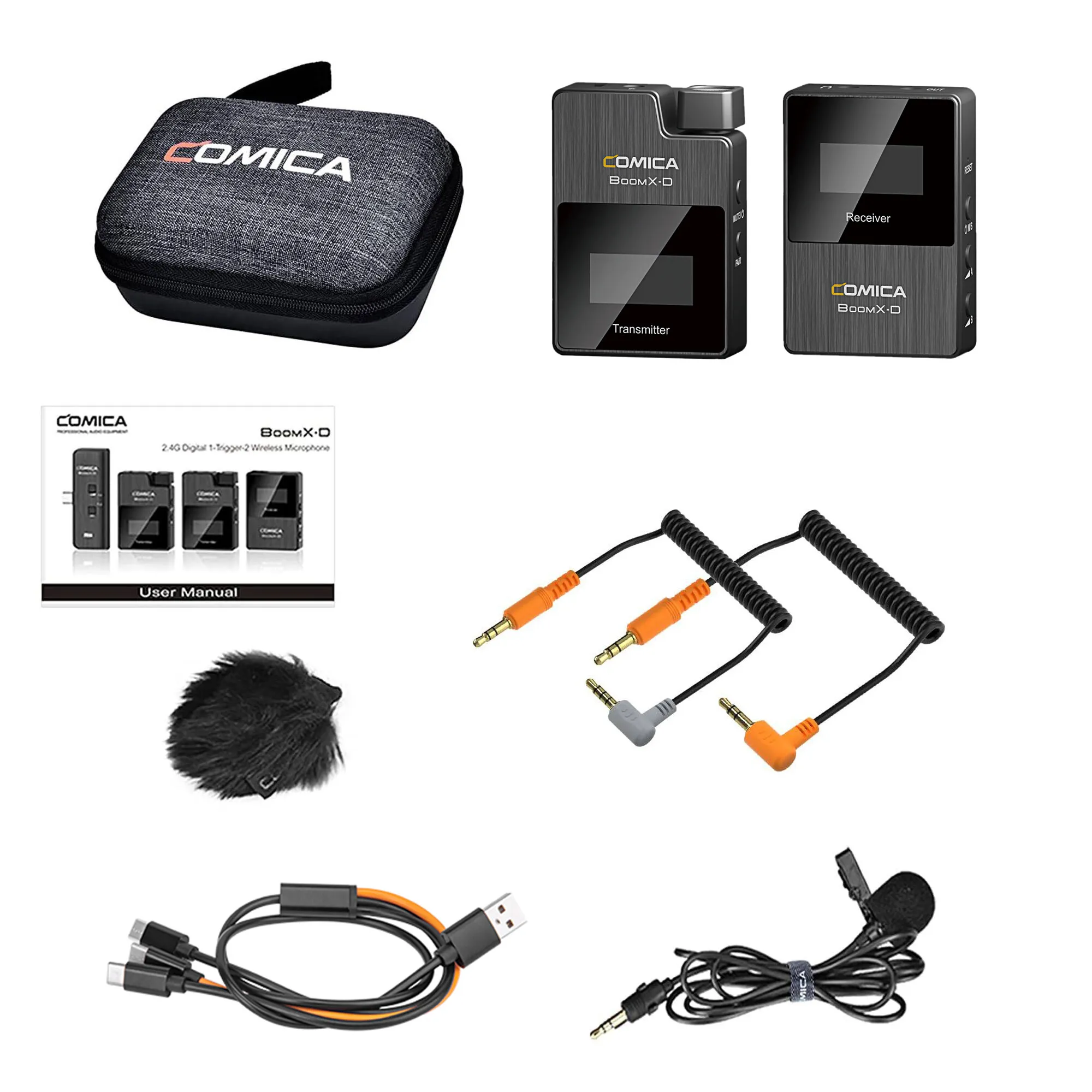 COMICA BoomX-D Wireless Lavalier Microphone, Support Internal Recording, for Cameras, Camcorders, Smartphones