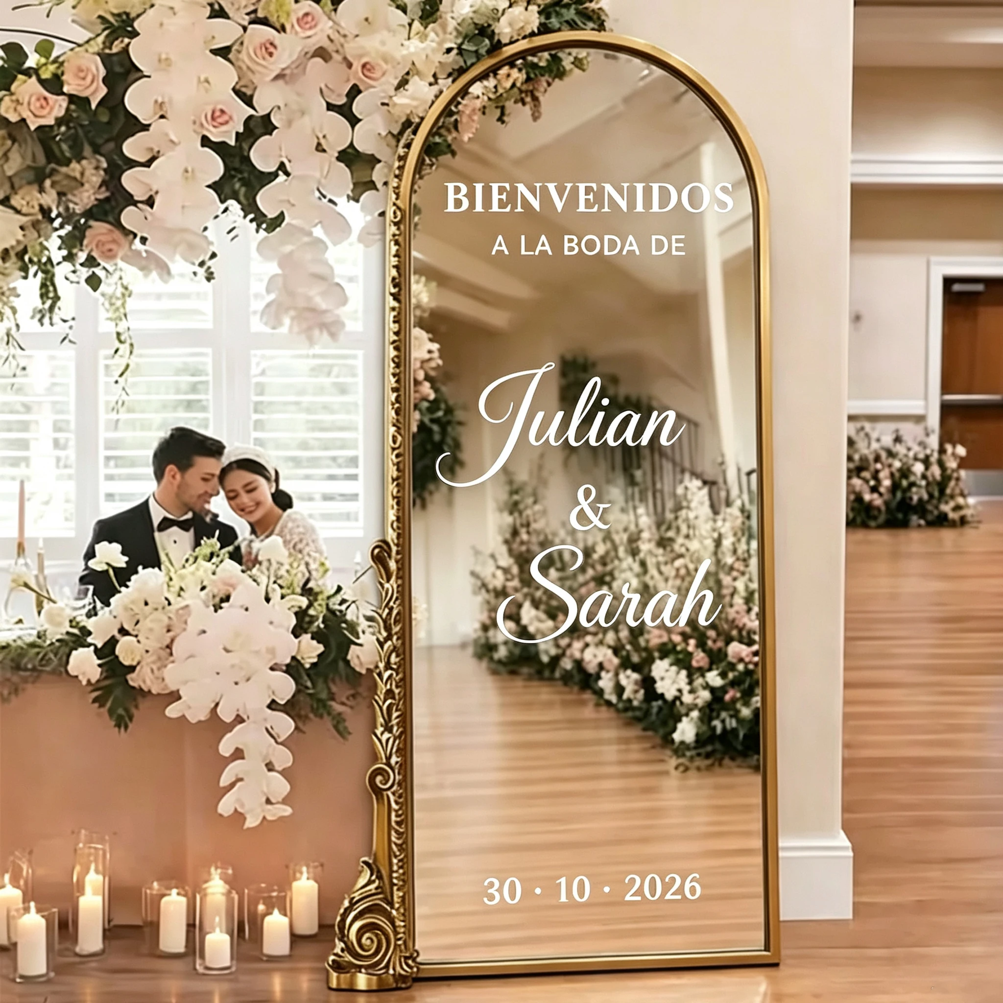 Bienvenidos Wedding Mirror Vinyl Stickers Customize Welcome Sign Spanish Wedding Decal Customize Names And Dates Decal Mariage D