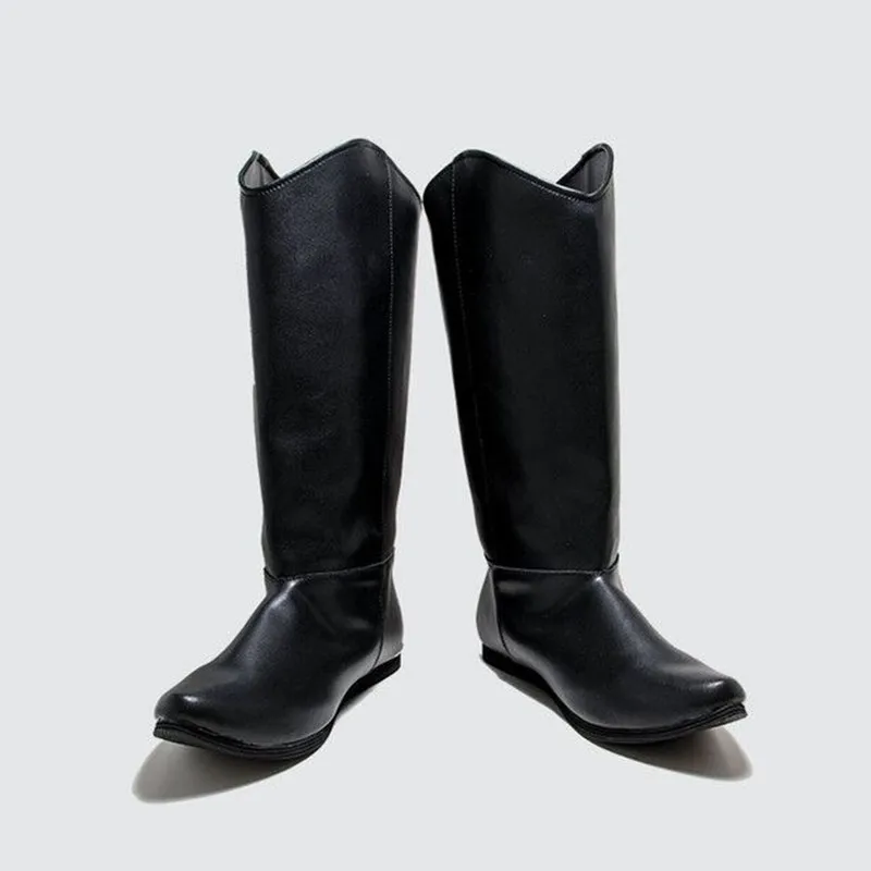 Schwarze Leder Hanfu Schuhe Männliche Kung Fu Stiefel Vintage Tang-Dynastie Krieger Offizier Schuhe Tanz Zubehör EVA Sohle