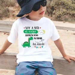 I'm Being Promoted To Big Brother Dinosaur Print Shirt Baby Announcement T Shirt Kids T-Shirt Children Tops Boys Summer Clothes