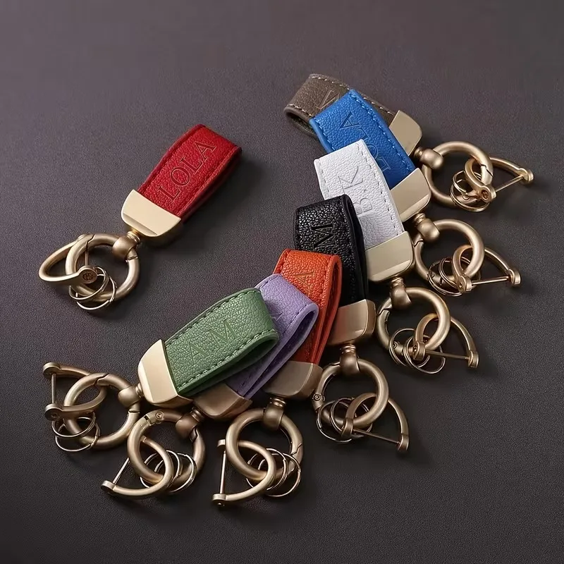 Personalized Custom Name Keychain for Women, Featuring a Metal Pendant And Faux PU Faux Leather. This Durable Keychain