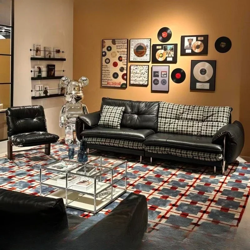 Fashion burger sofa straight row retro two sides can switch high-footed sofa at will