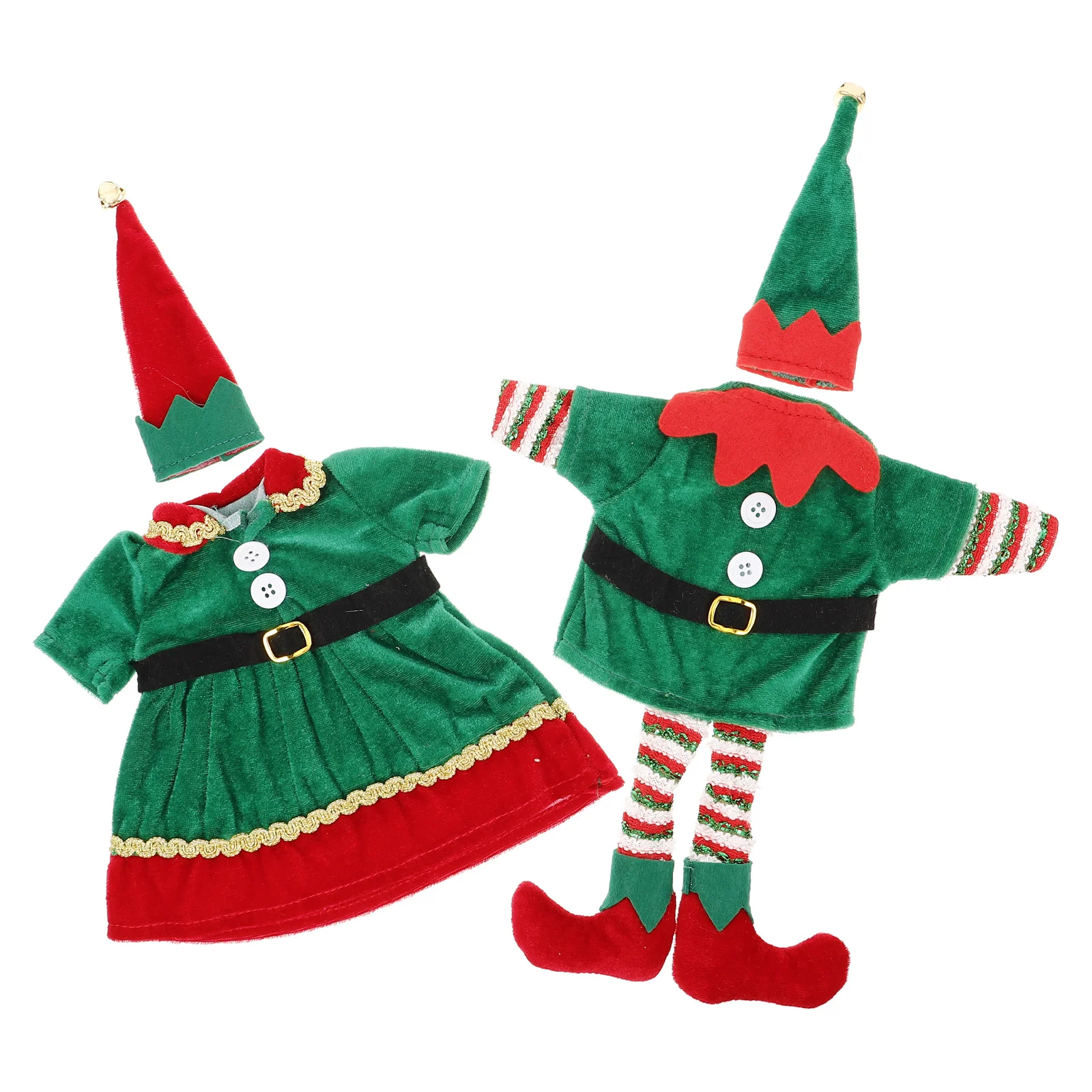 

2Pcs Decorative Elf Wine Bottle Cover Christmas Party Sleeve Non-Woven Material Elegant Bottle Wrap Holiday Home Decor Gift