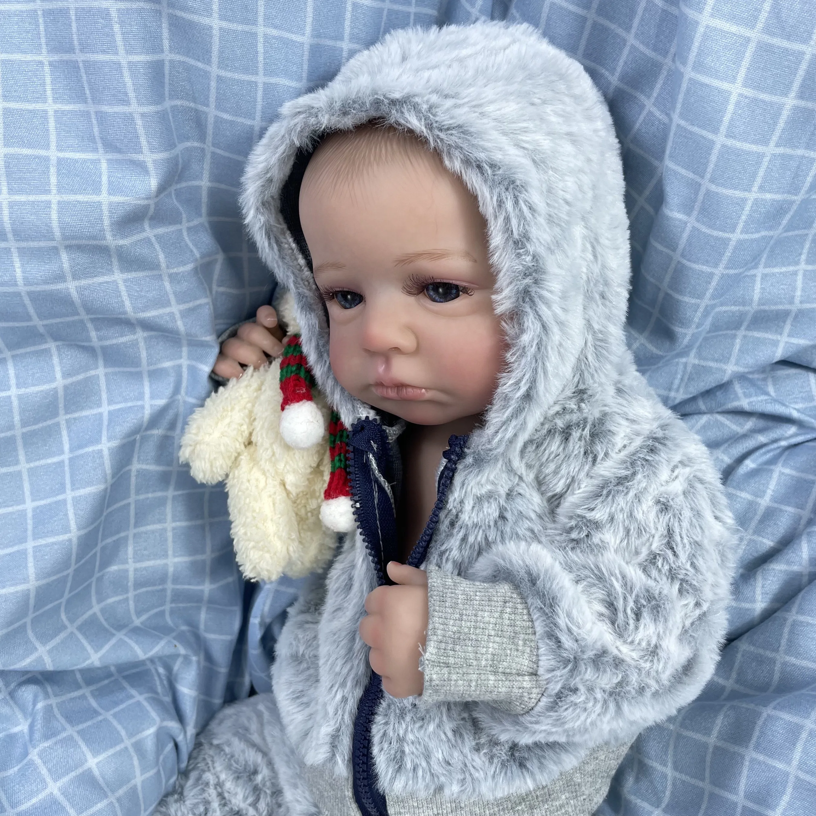 20inch Reborn Doll LouLou Awake Full Silicone Vinyl Body Washable Newborn Baby Doll 3D Skin Tone Visible Veins Dolls Gift