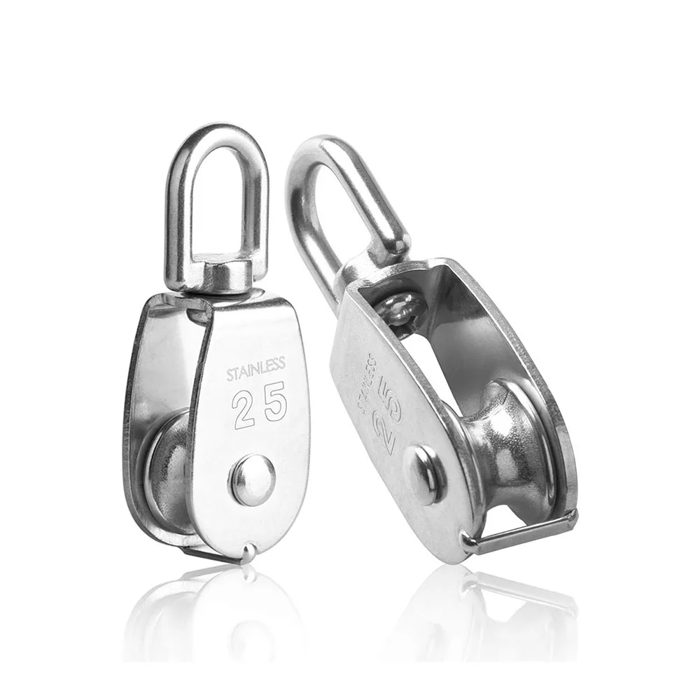 304 Stainless Steel Wire Rope Pulley M15 M20 M25 M32 M50 Single Pulley Block for Lifting Hanging Wire Towing Wheel Accessories