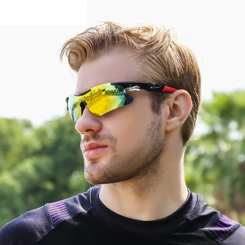 Lunettes de soleil de cyclisme demi-monture pour hommes et femmes, lunettes de sport VTT, lunettes de vélo d\'extérieur, lunettes de vélo sans boîte,