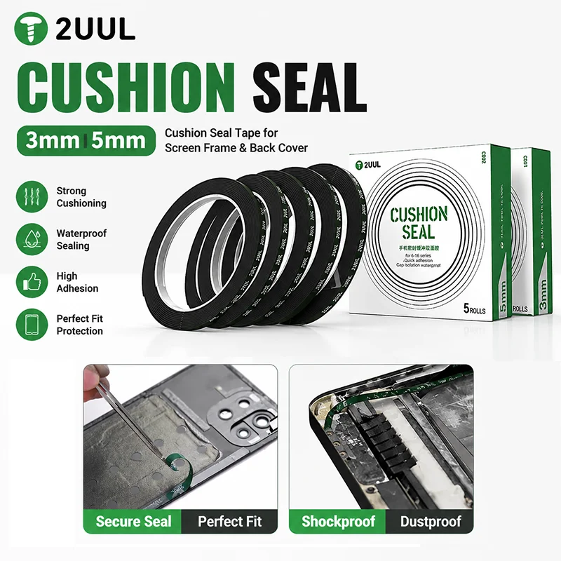 2UUL CS01 CS02 3mm/5mm Cushion Seal Tape Foam Adhesive for Mobile Phone Curved Screen LCD Frame Repair Tool