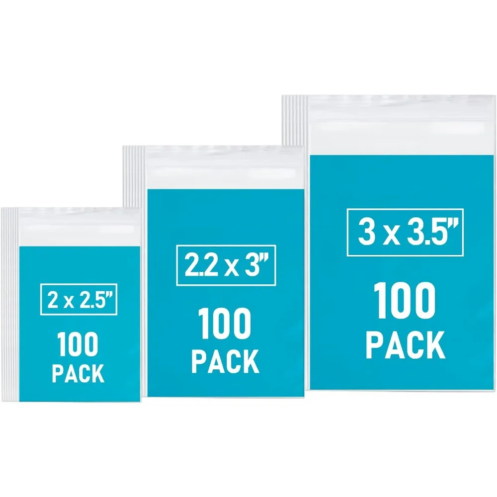 Small Resealable Plastic Bags 300 PCS Clear Reclosable Poly Bags for Jewelry Pills Beads Screws Packaging 3 Sizes Mini Baggies view 2