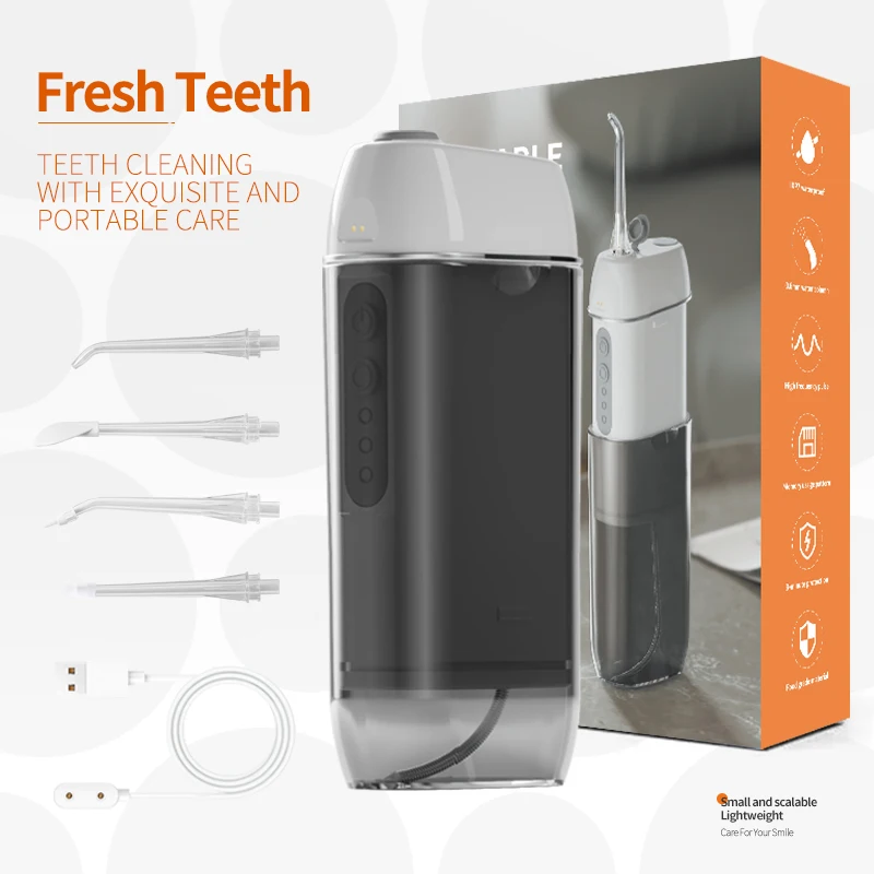 Portable Travel Water Flosser Compact Rechargeable Oral Irrigator Teeth Clean IPX7 Waterproof Dental Spa Jet 3 Modes 230mL Tank