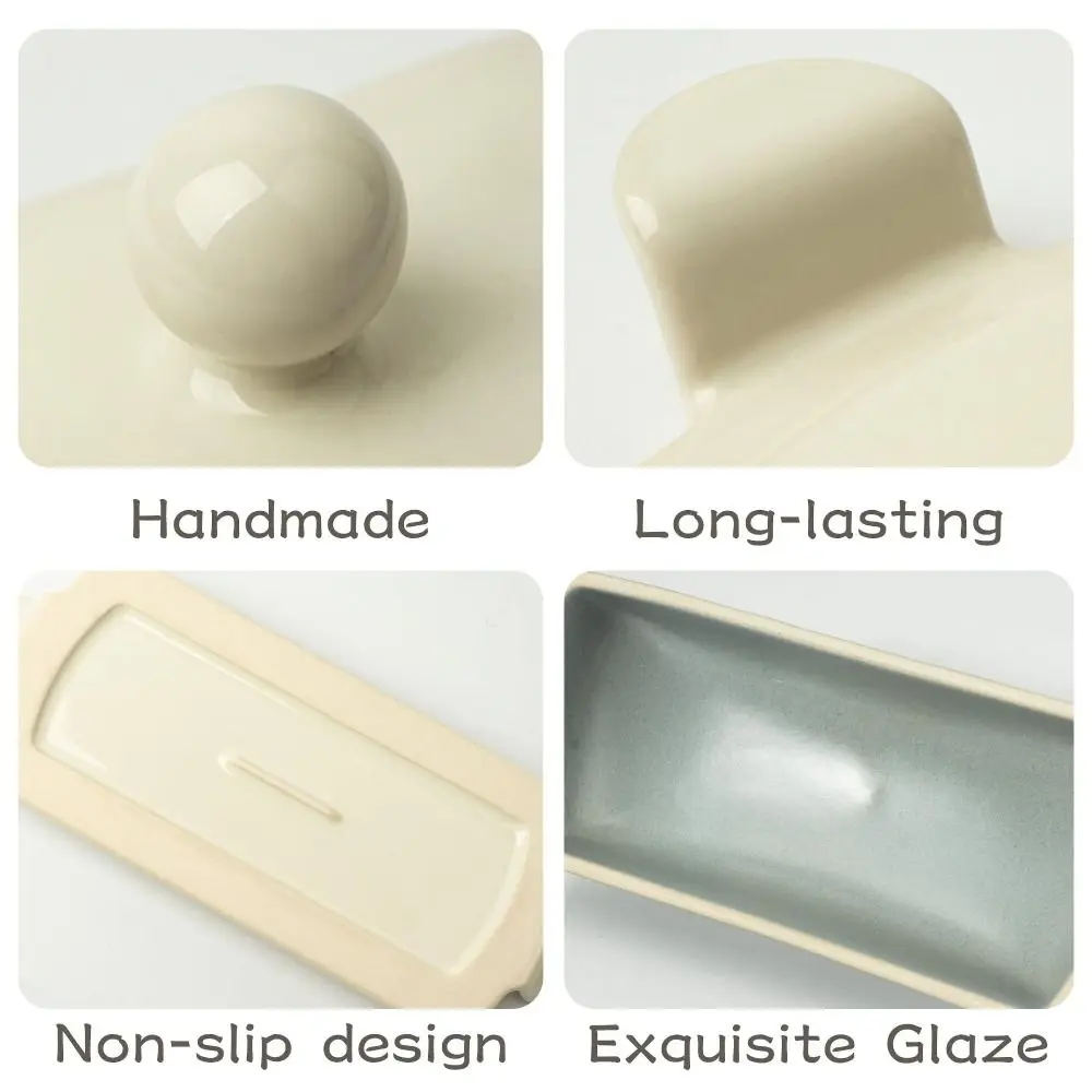 Multi-Function Ceramic Butter Dish Reusable with Lid Cheese Fresh-keeping Box Household Storage Tray Hotel
