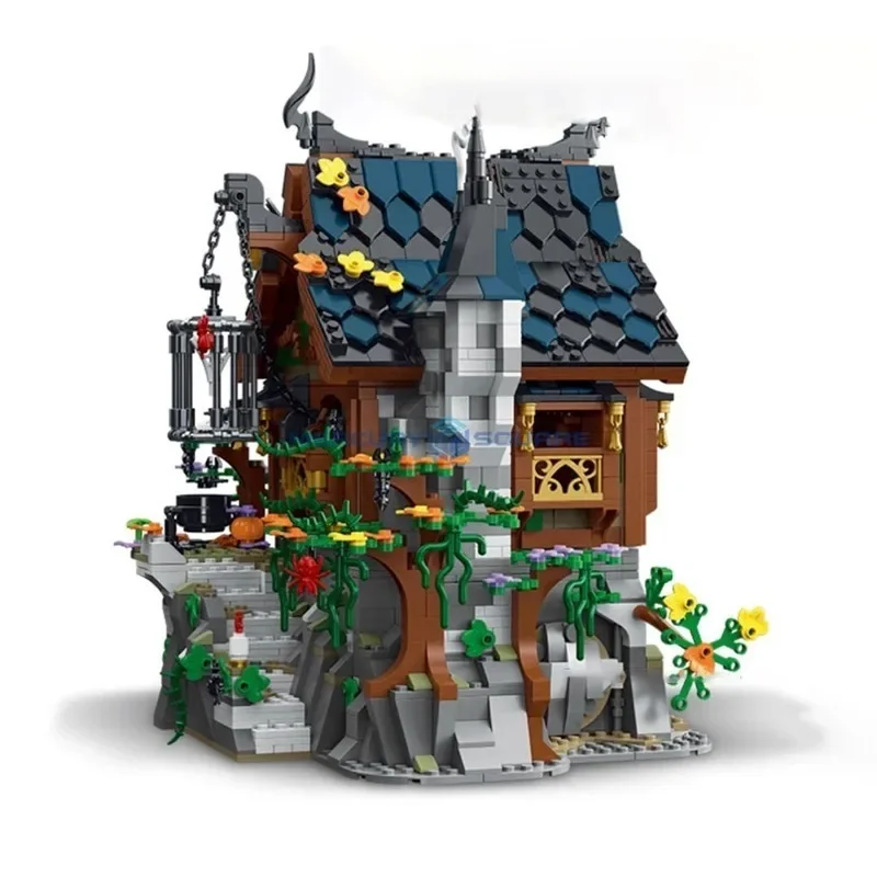 Wizard Cottage Building Bricks MOC 033011 Ideas House Medieval Modular Architecture Stone Birdcage Hut Model Blocks Toy Gift Set