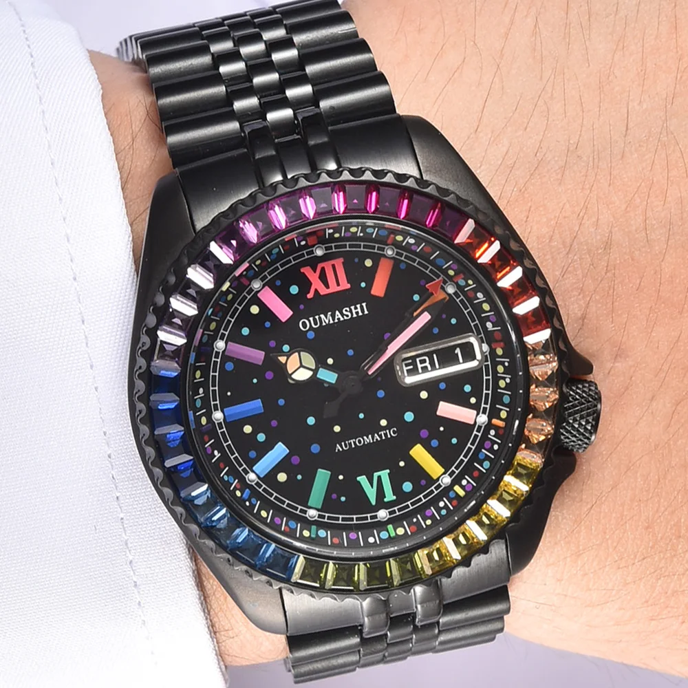 SKX007 orologio orologi da uomo di lusso vetro zaffiro movimento automatico orologio meccanico OUMASHI orologio di fascia alta supporto logo personalizzato