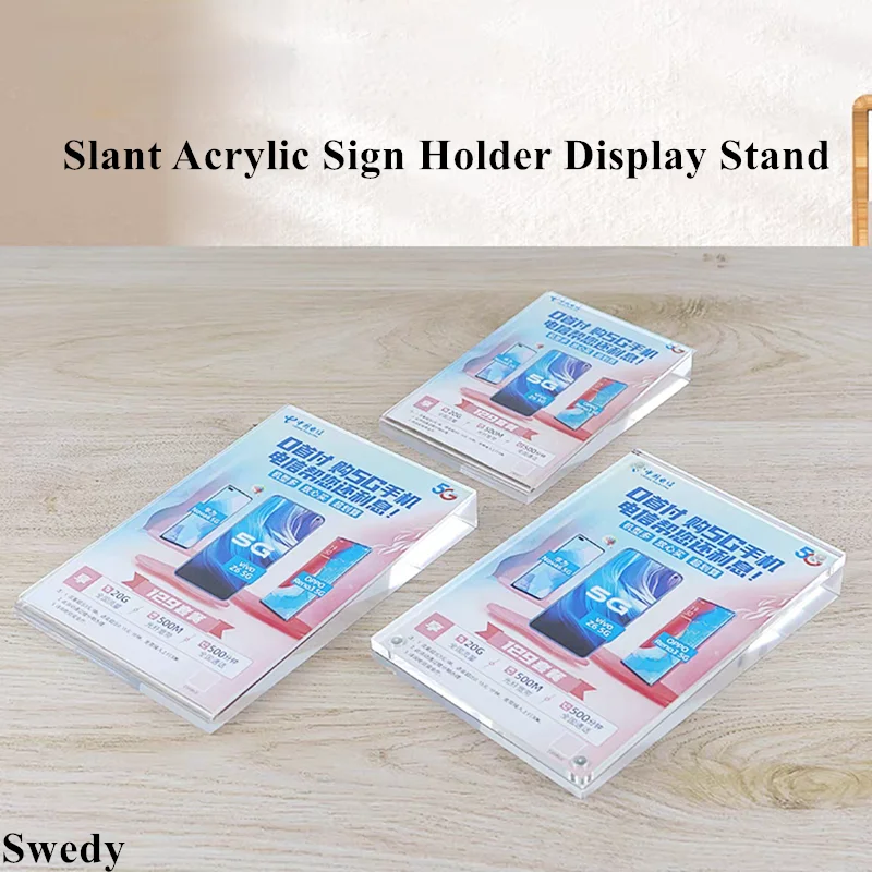 3 Pieces A6 100X150MM Slant Back Acrylic Sign Holder Display Stand Restaurant Menu Holder Price Label Holder Stand