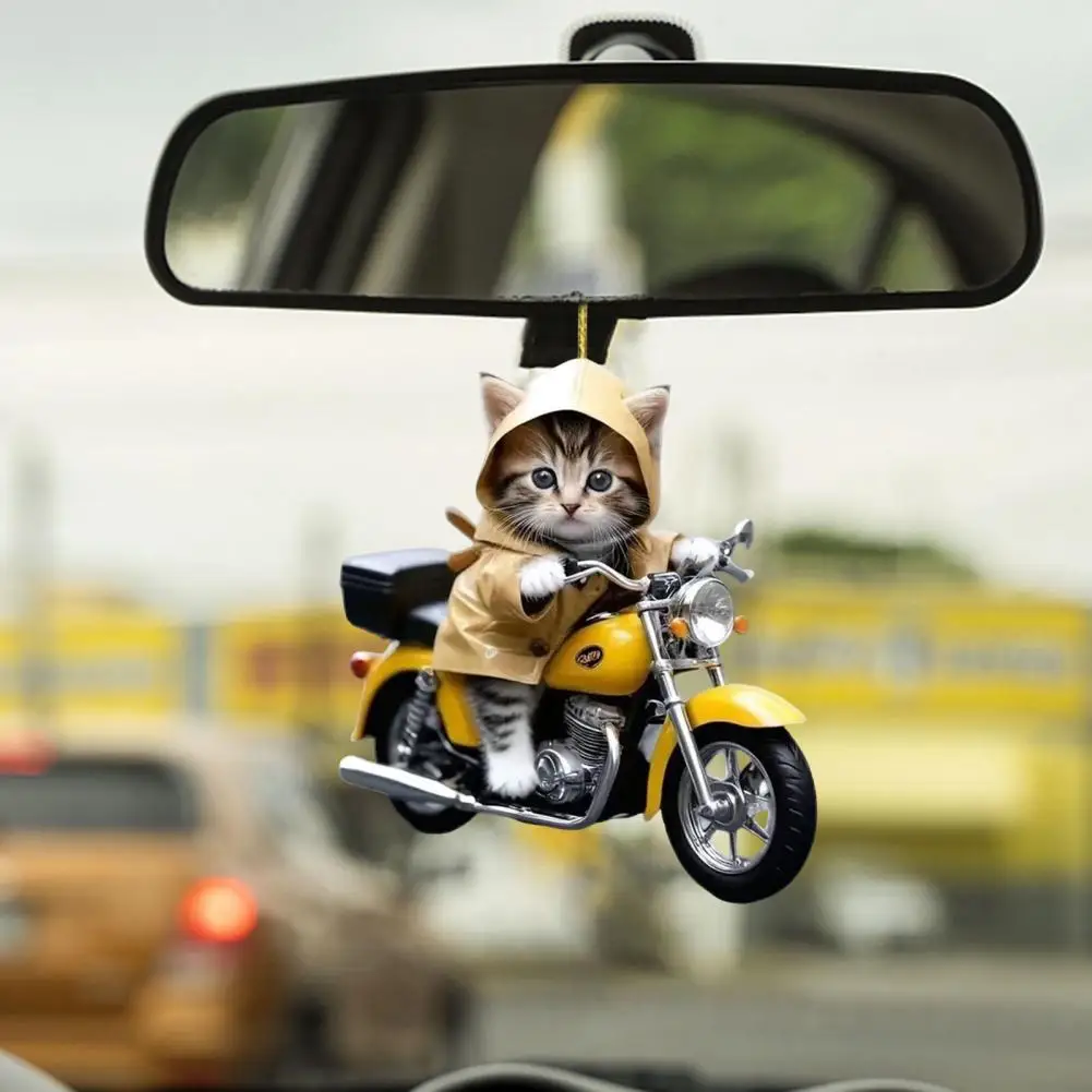 Super Cute Car Mirror Hanging Ornament with Lanyard Easy to Hang Cat Pendant Xmas Tree Cat Shaped Pendant Car Accessories