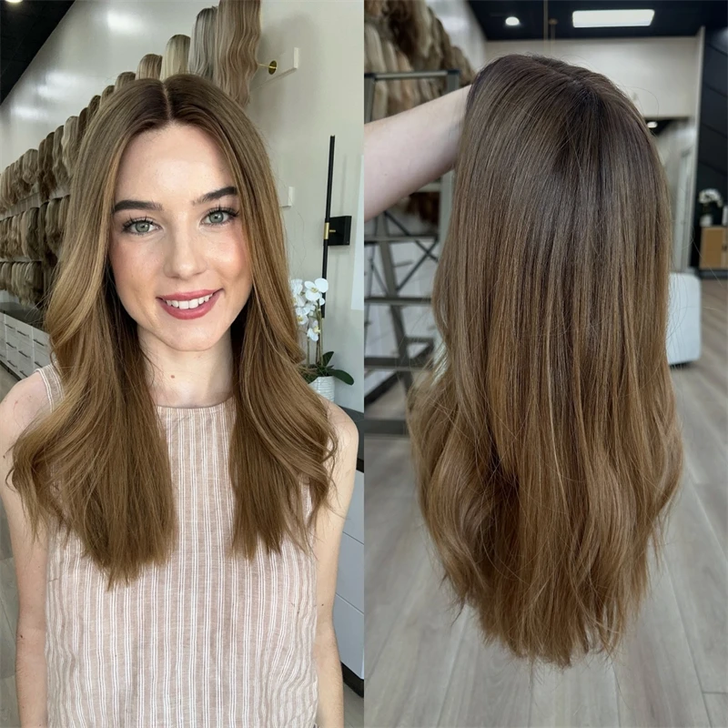 

Ombre Brown Blonde Synthetic HD Lace Front Wig Realistic Hairline Wig Medium Long Straight Bob Wig For Women Alopecia Hairloss