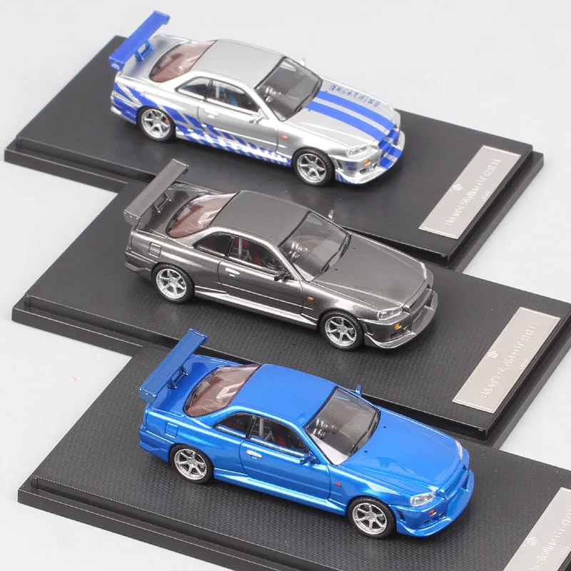 KOD GFCC 1/64 escala Nissan Skyline GTR R34 Racer Brian modelo de coche fundido a presión y vehículos de juguete Hobby regalo Fast Furious