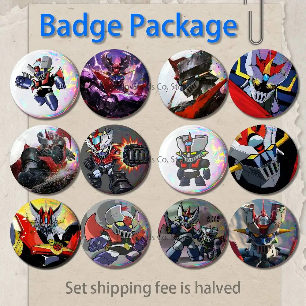 M-Mazinger Z Robot 2-piece set Pins Backpack Clothes Jewelry Accessories Cartoon Round Brooch Button Badge Fans Collection Gifts