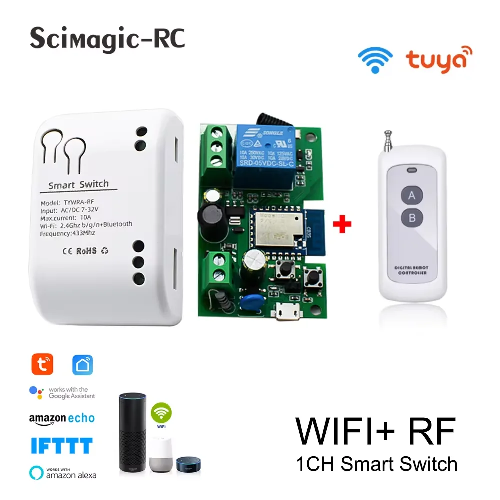 Tuya Switch Wifi Smart Garage Deuropener 433 Rf-Ontvanger Domotica Licht Relay Module Smart Life Draadloze Afstandsbediening