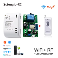 Tuya Switch WIFI Smart Garage Door Opener 433 RF Receiver Home Automation Light Relay Module Smart Life Wireless Remote Control