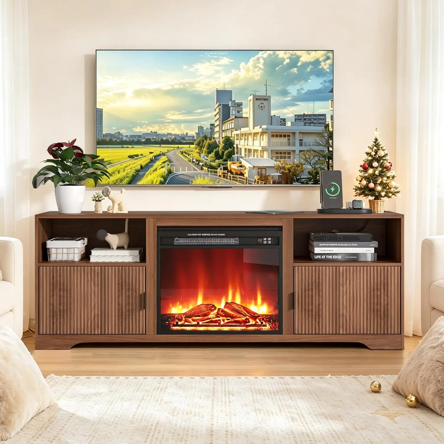 Fireplace TV Stand 80