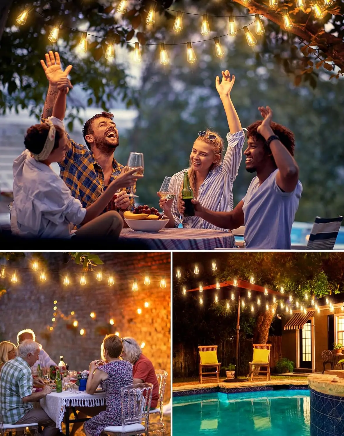 Stringa di luci da esterno ST38 con lampadine Edison vintage perfette per Natale, feste e decorazioni da giardino