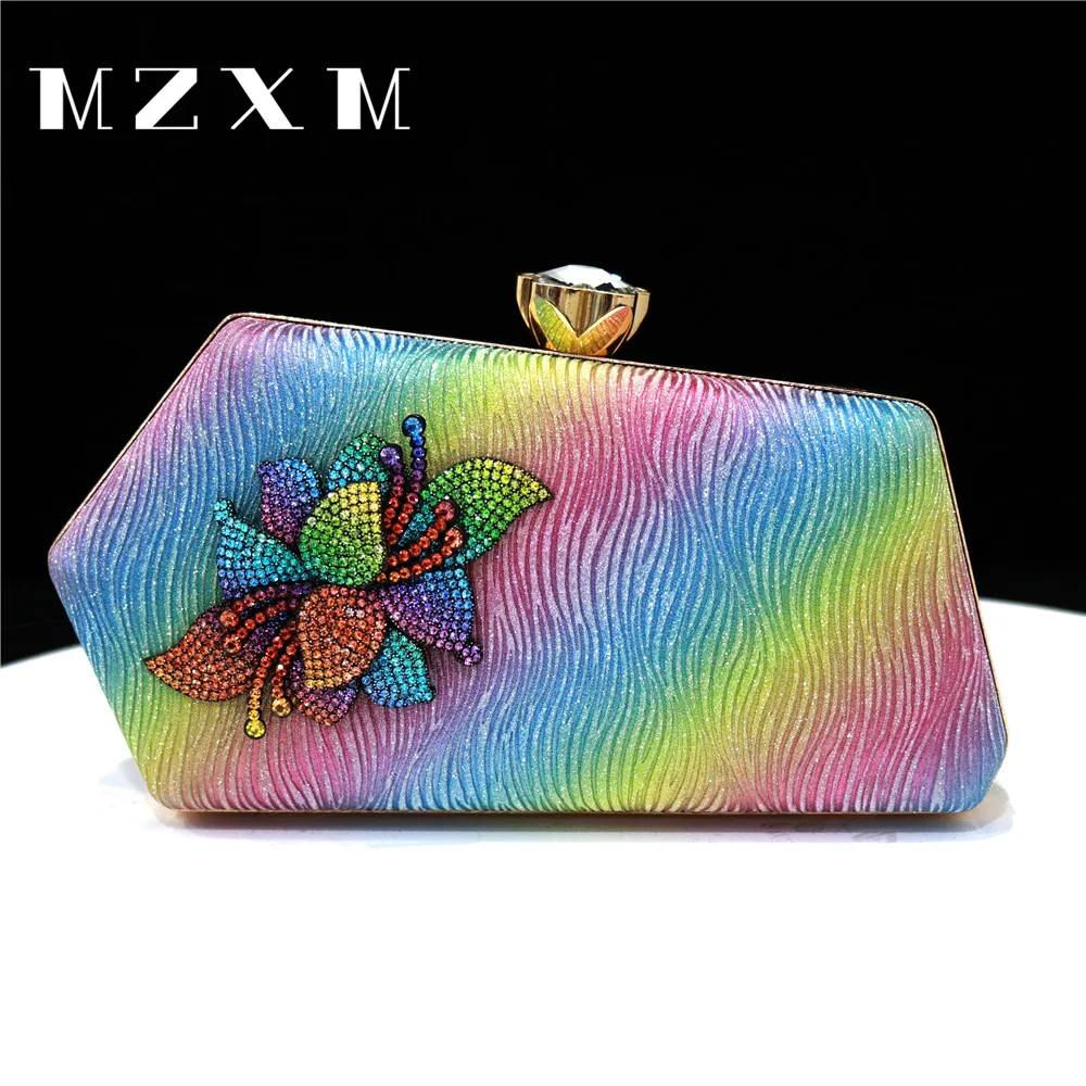 Water Diamond Decal Single sided Women's Evening Bag New Wedding Day Suit Handbag Flipped Ripple Design Wallet