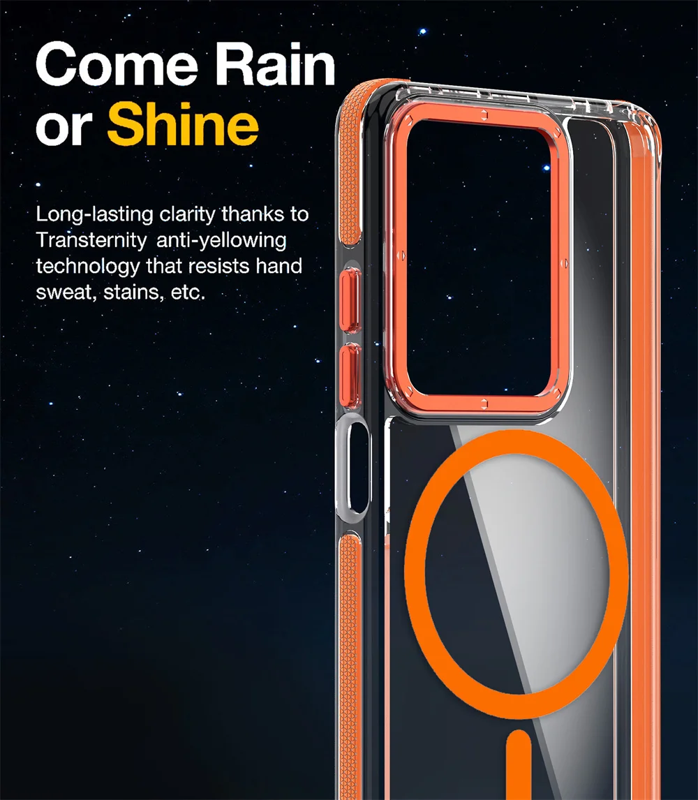 Original For Magsafe Clear Magnetic Phone Case for Xiaomi Redmi Note 13 Pro Plus Poco X6 Luxury Metal Lens Frame Anti-Slip Cover
