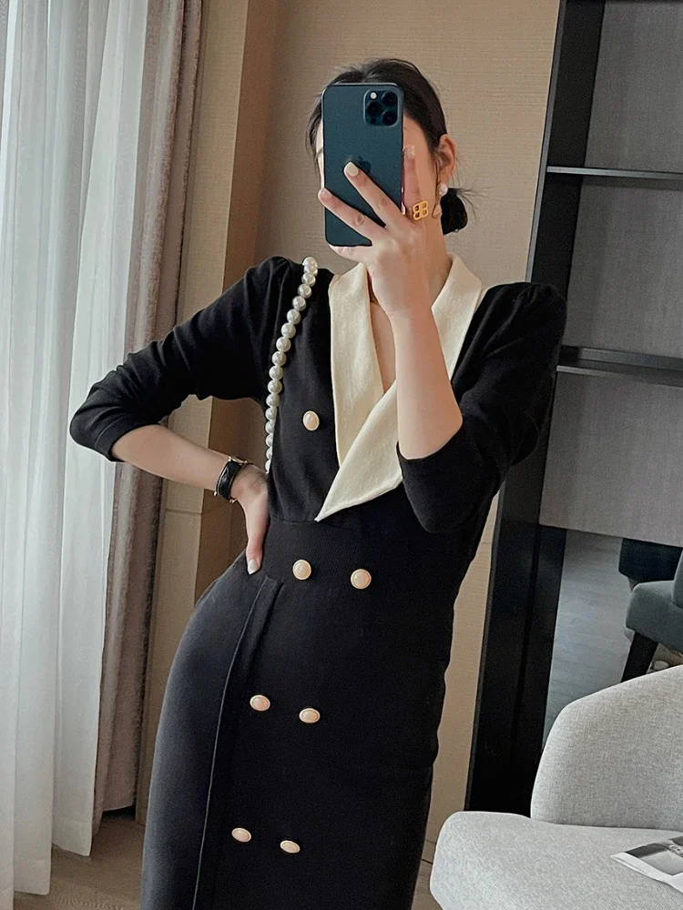 NMZM Retro Fashion Street Classic Large Collar Dress