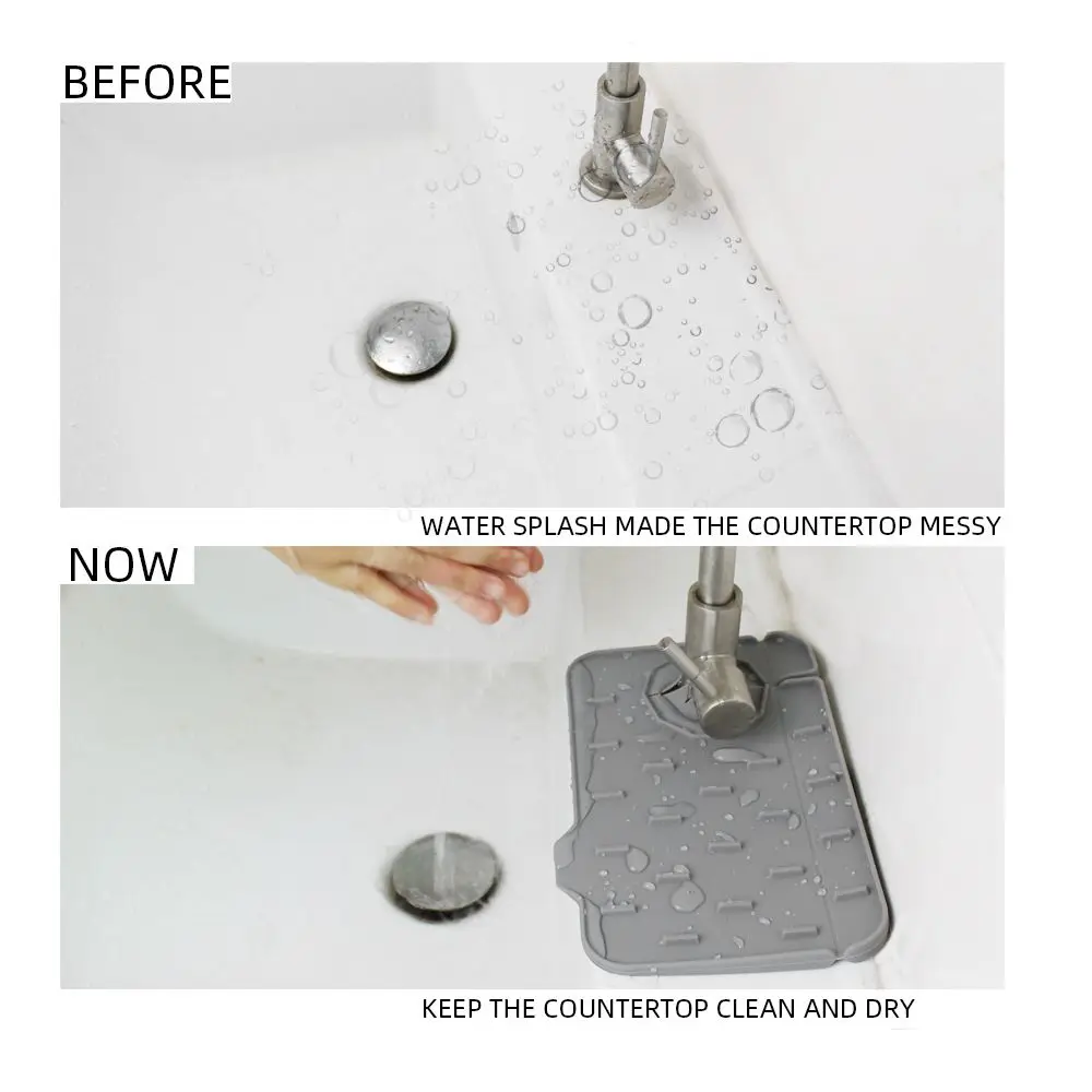 Dish Drying Pads Faucet Wraparound Sink Water Prevent Splash-proof Splash Catcher Silicone Drain Pad Faucet Absorbent Mat