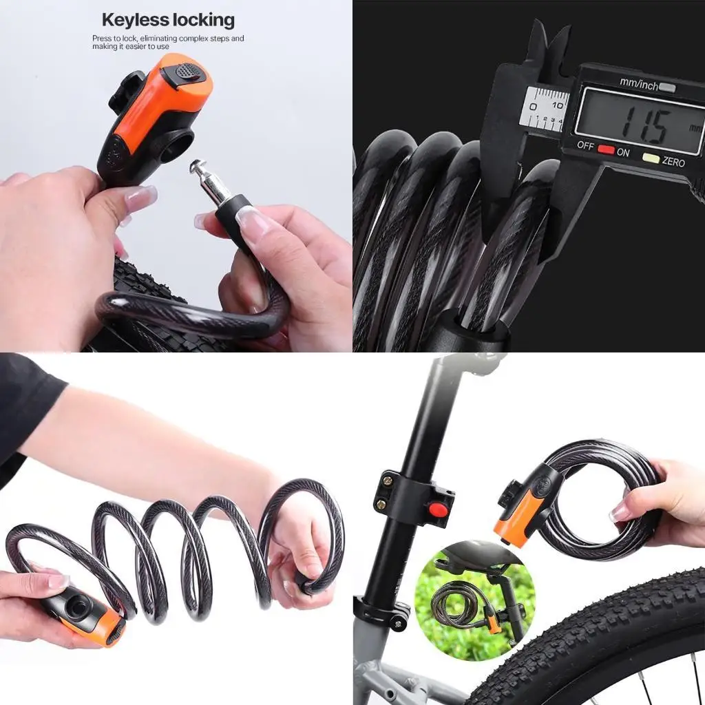 Y1UC Bike Lock Cable, Steel Cable Anti-Theft Security Bicycles Lock with Keys Outdoor