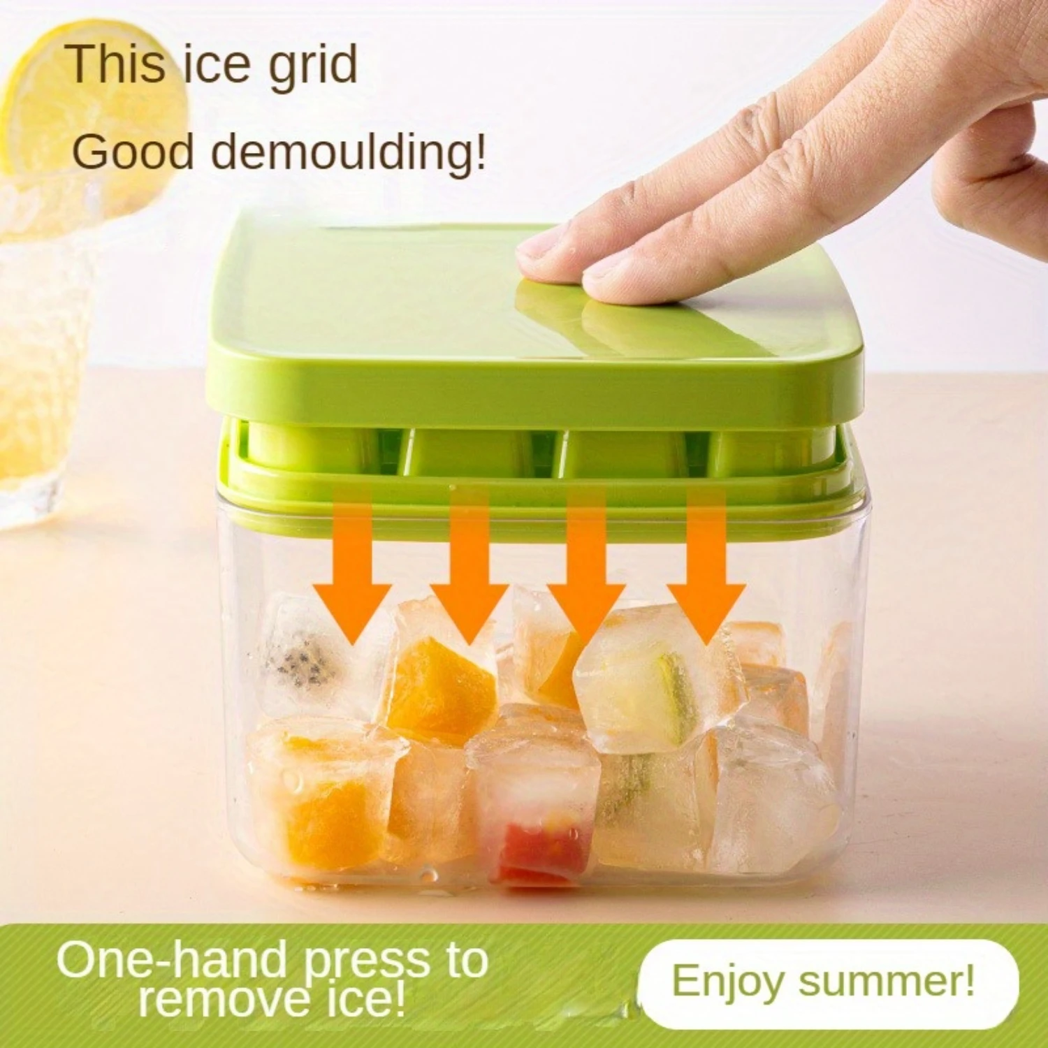 1pc, Ice Cube Mold, Freezer Ice Tray With Lid, Easy To Release Ice Cubes Mold With  Box For Refrigerating Cocktails Whiskey Coff